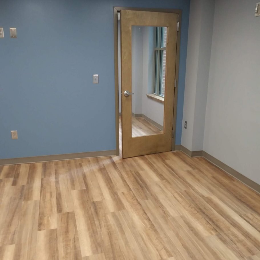 New vinyl plank flooring in an office